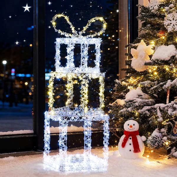 Upplysta julklappsaskar set om 3, LED, utomhus
