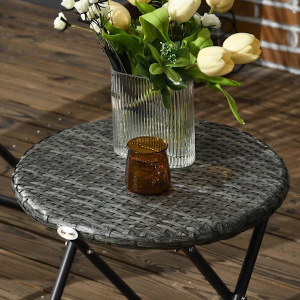 Sammenklappelige havemøbler altansæt med sofabord og 2 stole, inklusive hynder, stålgrå til terrasse og have