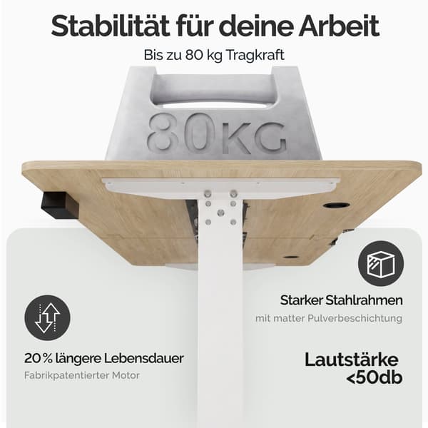Ställbart skrivbord, brunt, 140x60 cm, 73-118 cm höjd