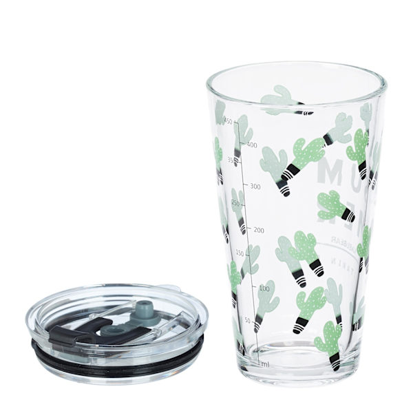 set om 4 dricksglas med kaktusmotiv