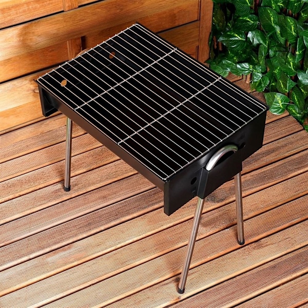 Grillkol med fyra ben, lätt att montera, avtagbart galler