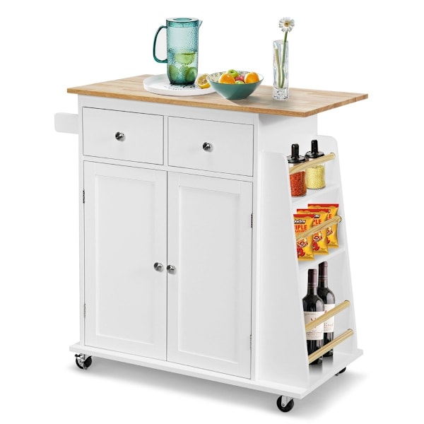 Köksö med förvaring Rullande serveringsvagn av gummi 88 x 46 x 89,5 cm Vit