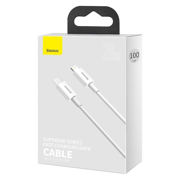 Kabel för iPhone USB Typ C - Lightning Power Delivery 20W 1m vit