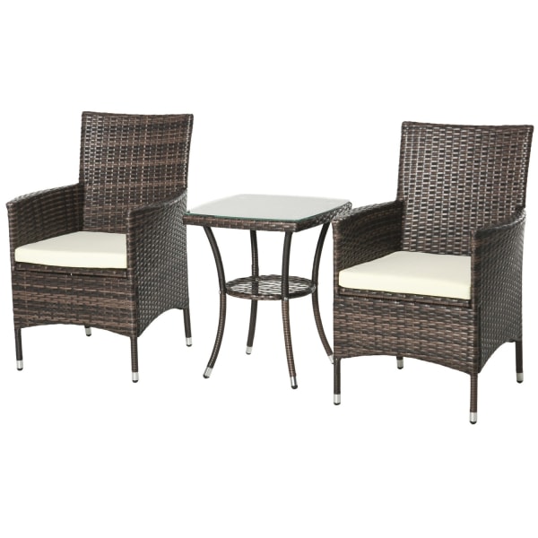 Balkonmøbelsæt Sædehynde Brun 60X58.5X89.5Cm Foldebar Rattan Bistro Sæt