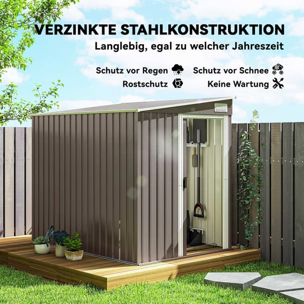 Utomhusförrådsbod, 7x5 fot, galvaniserat stål, ventilerad