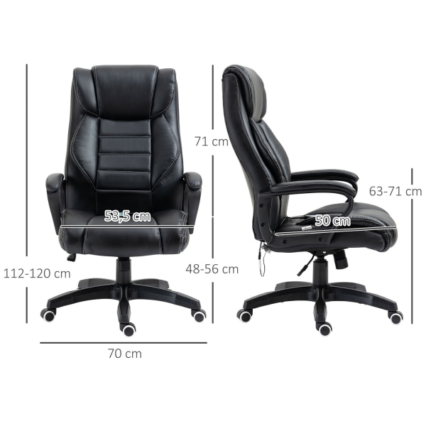 Massagestol Drejestol Højdejusterbar Ergonomisk Gaming Stol Computerstol 6 Vibrationspunkter Hør Føles Justerbar Sort