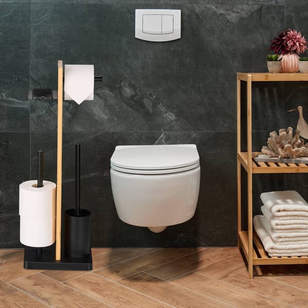 WC-rullan pidike ja harjasarja hyllyllä