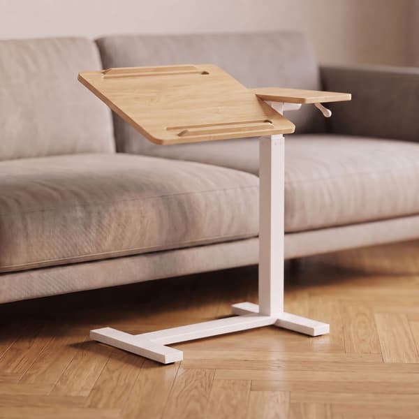 Höjdjusterbart ståbord med hjul, naturvit