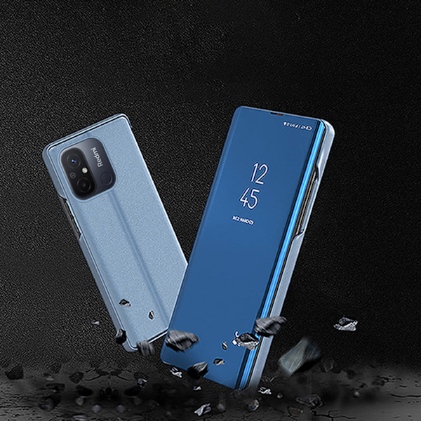 Kiiltävä läppäkotelo Xiaomi Redmi 11A / Poco C55 / Redmi 12C Clear View Case Mustalle