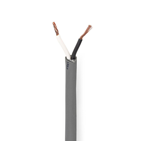 Kaiutinkaapeli | 2 x 1.50 mm² | Kupari | 100.0 m | Pyöreä | PVC | Tummanharmaa | Kela
