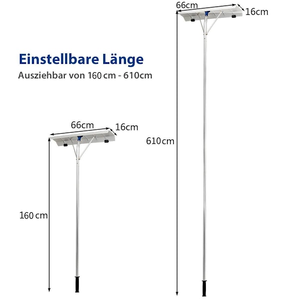 160 - 610 cm katon lumenpuhdistin alumiinia + TPE pyörillä ja jatkettava kahva lumilapio hopea