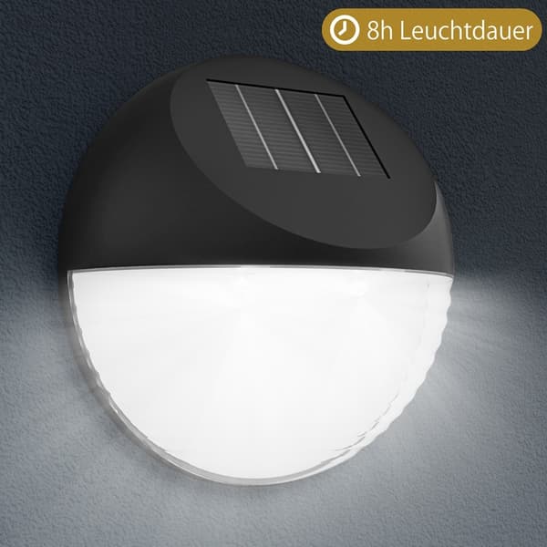 LED solcellevæglamper, 6-pak, automatisk skumringssensor