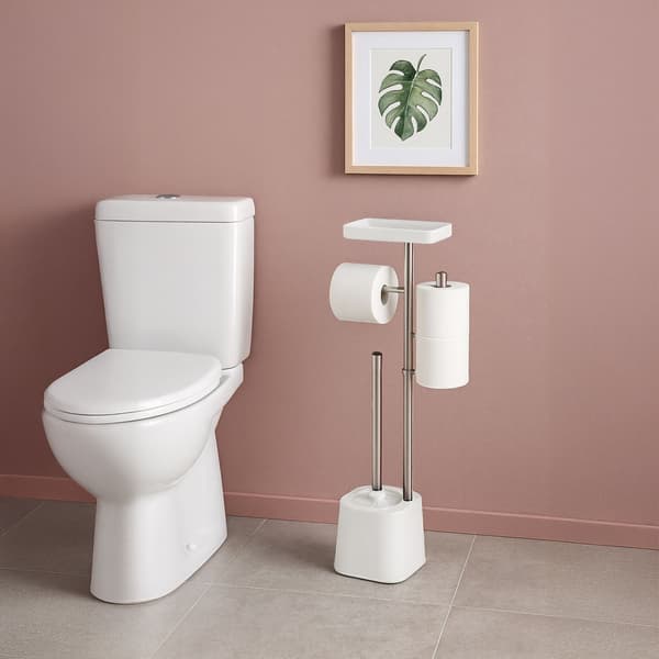 Toiletpapirholder med hylde og reserveholder