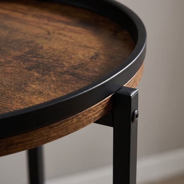 Sidebord i trælook med 2 hylder – brun