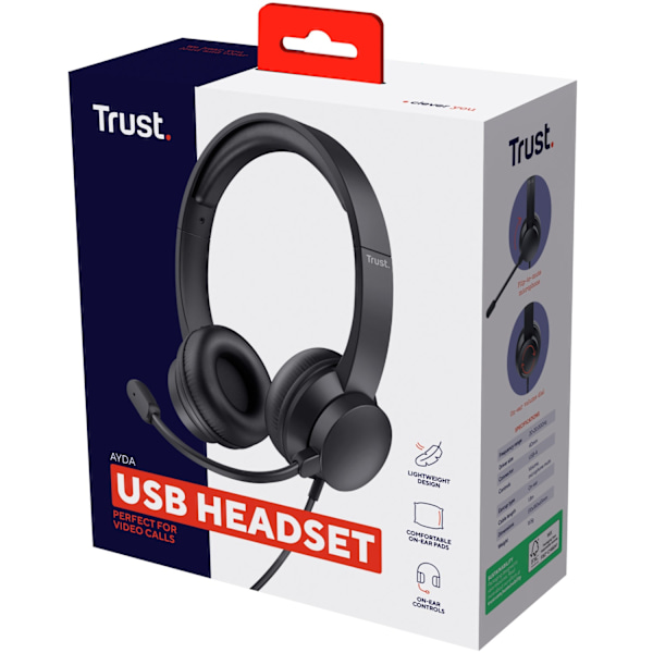 Ayda PC headset USB Sort