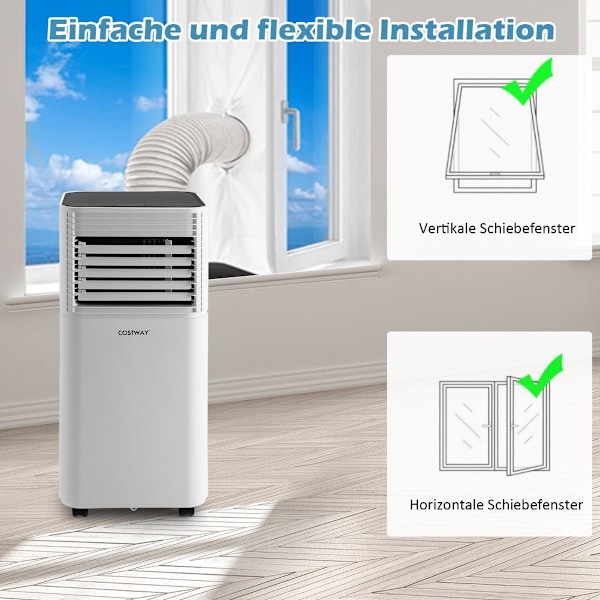 4 i 1 mobil luftkonditionering 9000 BTU kyl- och ventilations- och avfuktande luftkonditionering med svart lock 16℃-32℃