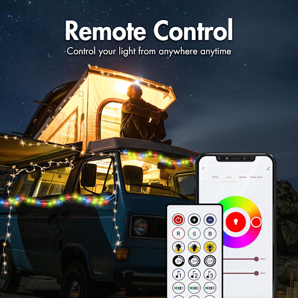 RGB-valolenkki kaukosäätimellä ja WiFi Tuya IP65 5 m