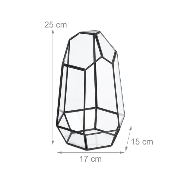Geometriskt glasterrarium för suckulenter, 25 cm