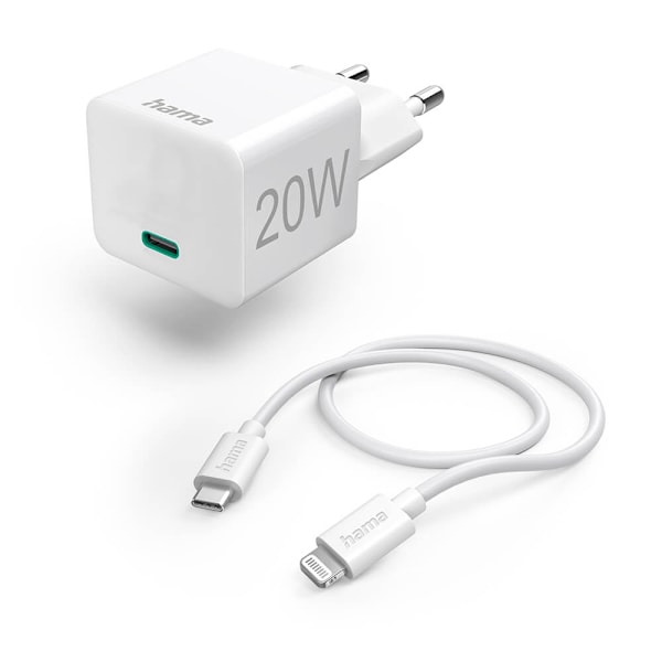 HAMA Oplader 220V Lightning PD 20W Hvid 1,0m Hvid