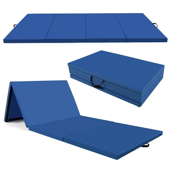 300 x 117 x 5 cm blød gulvmåtte gymnastikmåtte sammenfoldelig gymnastikmåtte lavet af blå kunstlæder