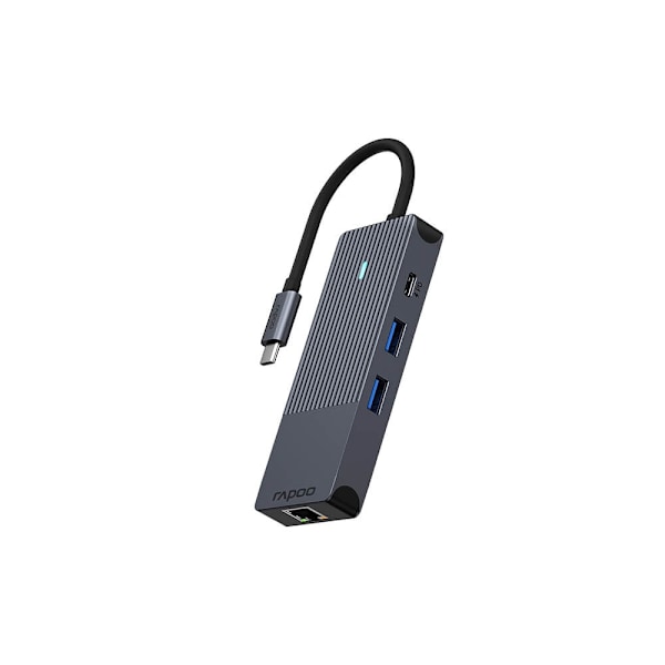 RAPOO USB-C Multiport UCM-2004 8-i-1 USB-C Adapter Sort