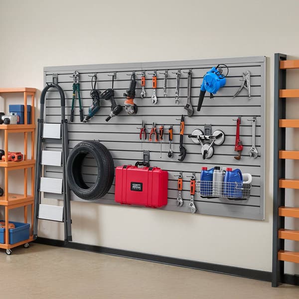 PVC-panel för garage, 2,4 x 1,2 m, grå, 8-pack