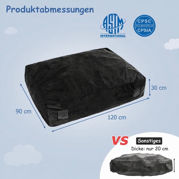 Sensorisk måtte til stødpude, 113 cm x 89 cm, skumblokke, vaskbart betræk