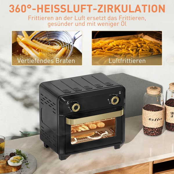 Konvektions miniovn, airfryer, timer, 10L, sort