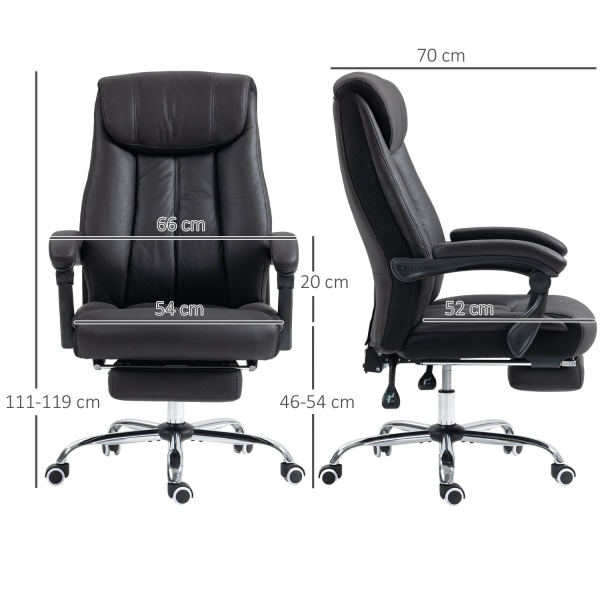 Kontorstol Executive Chair Med Fodstøtte Højdejusterbar Microfiber Tilt Stål Sort