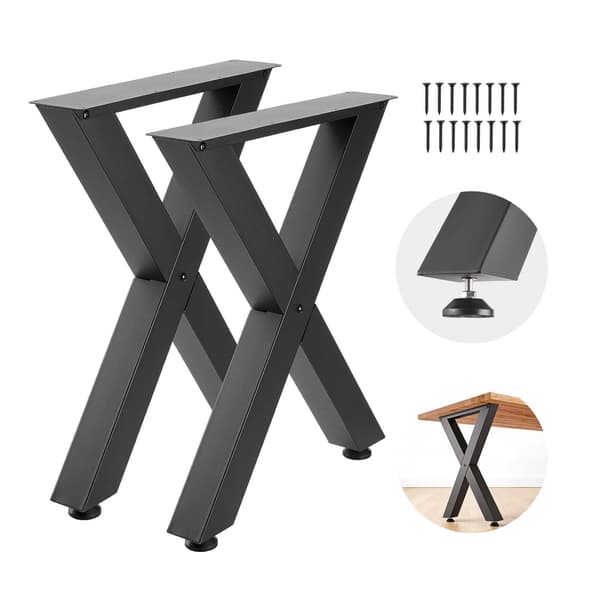 Bordsben, X-ram stål, 750 x 600 mm, 2-pack, svarta