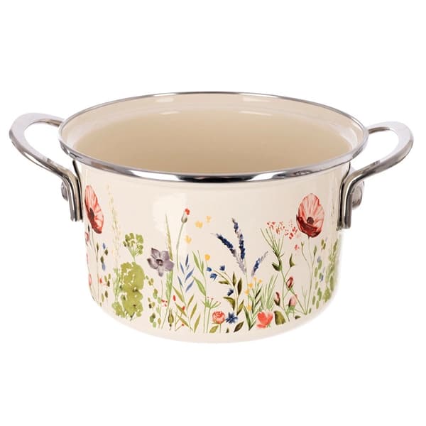 Emaljerad stålkruka, krämfärgad, 2 l, 18 cm diameter