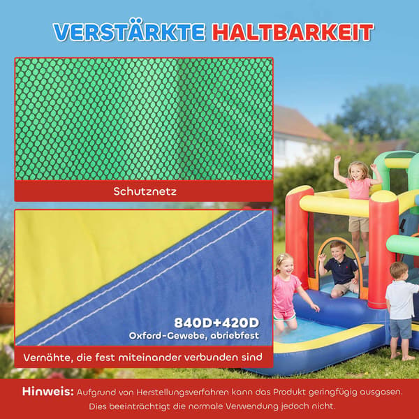 Oppusteligt hoppehus med rutsjebane og pool til børn 3-8 år