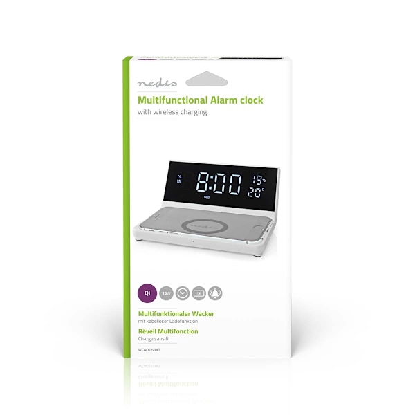 Herätyskello langattomalla latauksella | Qi-sertifioitu | 5 / 7.5 / 10 / 15 W | USB-A Uros | 2 Hälytysaikojen | Torkkutoiminto
