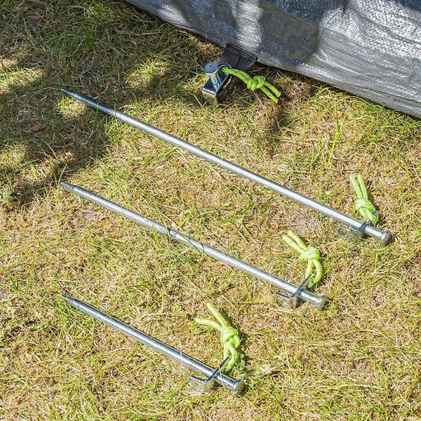 20 cm tältpinnar i galvaniserat stål, L-krok, set om 6
