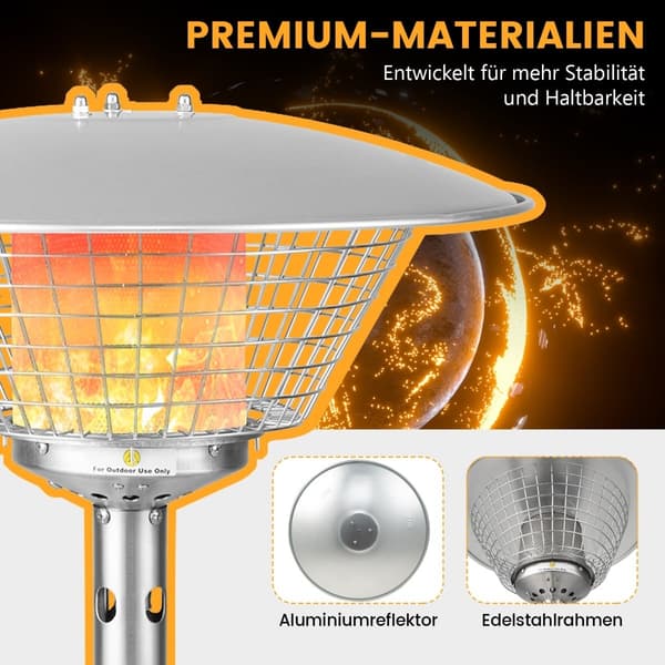 Terrassevarmer til bordplade, 3200W, rustfrit stål, sikker
