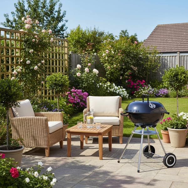 Stålgrill med lock & hylla