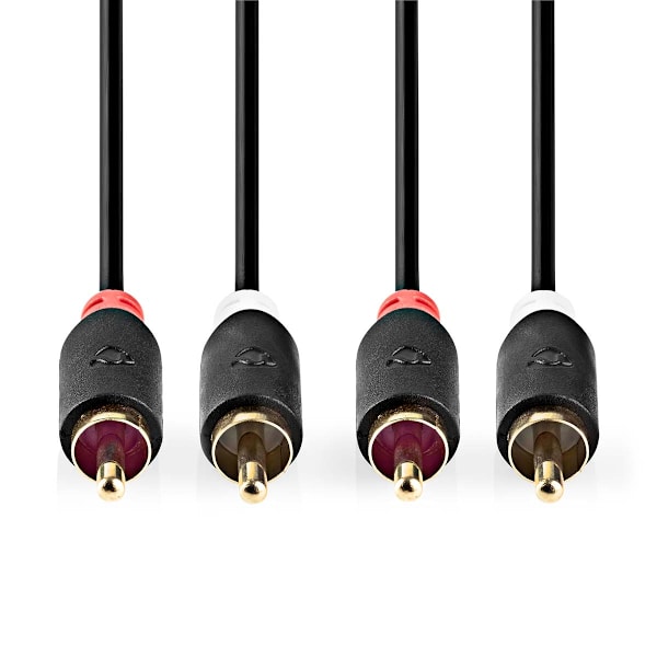 Stereo Audio kabel | 2x RCA Hanstik | 2x RCA Hanstik | Guldplateret | 5.00 m | Runde | Antracit | Box