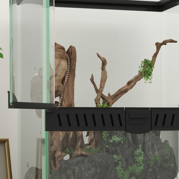 Terrarium Matelijoiden Syöttölaatikko Anti-Escape Tuuletus 120L Lasi Terraario Kaapelinhallinta Sammakkoeläin Spider Metal Musta 45X45X60Cm