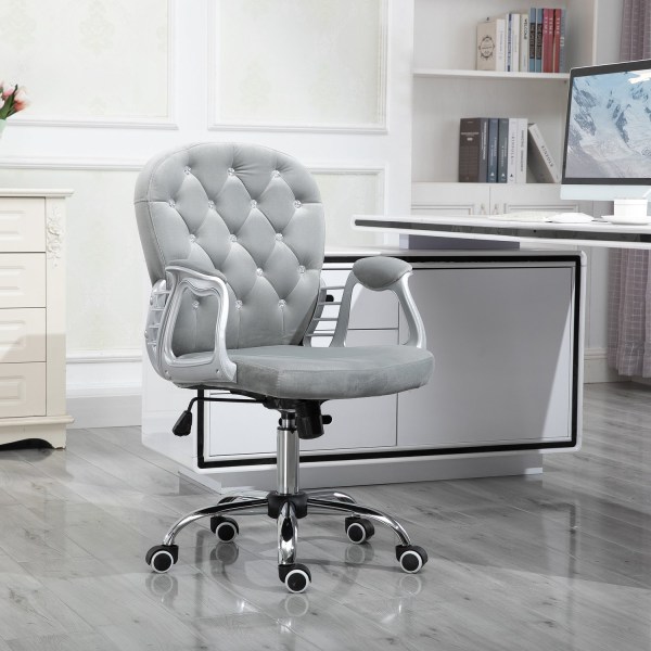 Skrivebordsstol Ergonomisk Kontorstol Med Polstret Ryglæn, Grå, 59,5X60,5X95-105 Cm