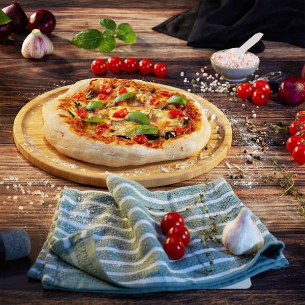 Bambus pizza- og serveringsbrætter, 32 cm, 4-pak