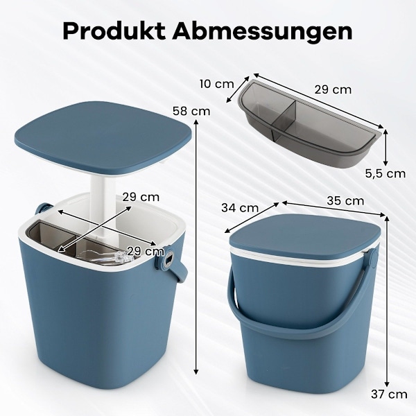 15L bærbar kølig bar med løftbar bordplade &amp; Flaskeåbner sidebord køleboks blå