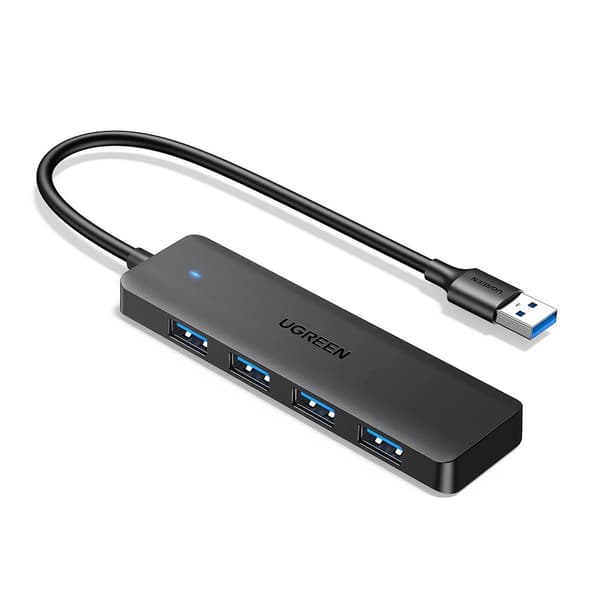 Ugreen USB-A Hub med 4x USB-A 3.0 porte, 15cm - Sort