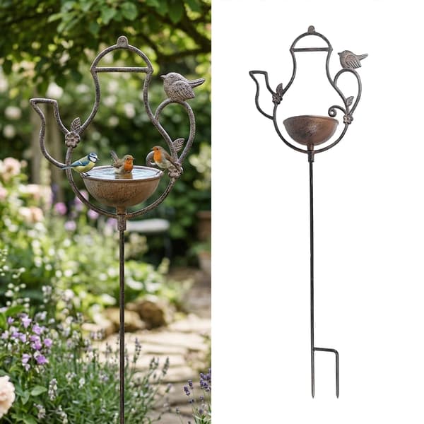 Stående fuglebad, støbejerns tekande design