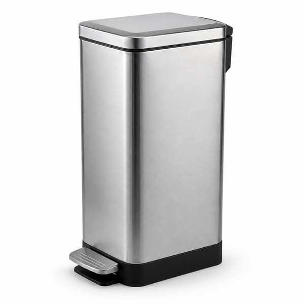 Pedalspand i rustfrit stål, 15 l – softclose, slankt design