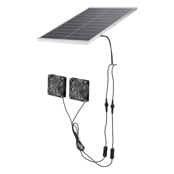 Soldrevet udsugningsventilator, 30W panel, dobbelte ventilatorer