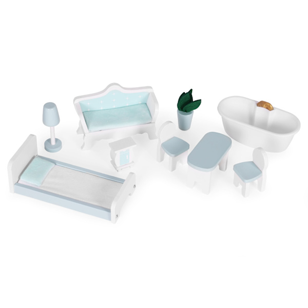 Alice Dollhouse – 3 våningar, 4 rum, set med 9 möbler ECOTOYS