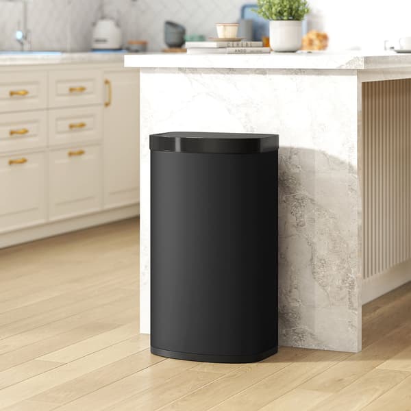 55L Sensor skraldespand, Soft-Close låg, Rustfrit stål, Sort