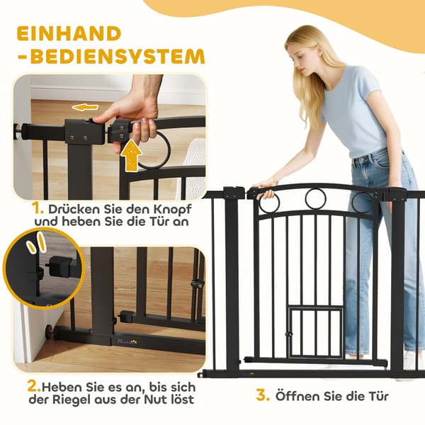 Kæledyrslåge, 77 cm, Justerbar 76-104 cm, Kattelåge, Sort