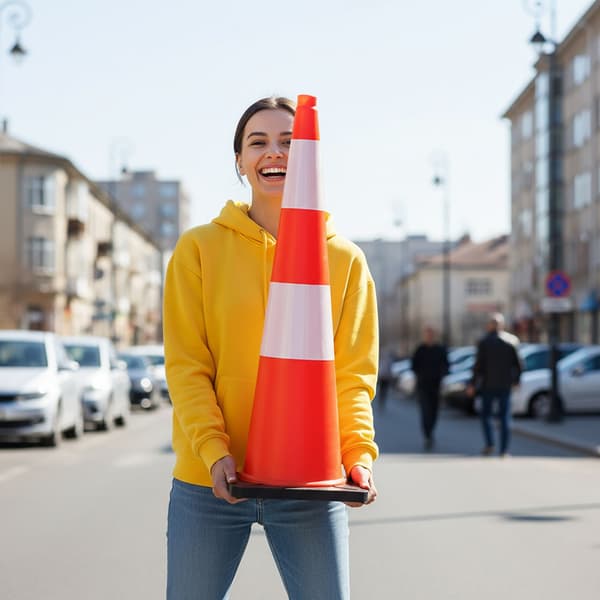 Trafikkegle 90 cm, kraftig, reflekterende striber