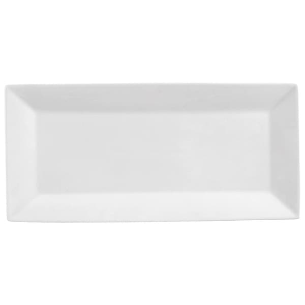 Serveringsfat i porslin, vitt, 35x17x2 cm